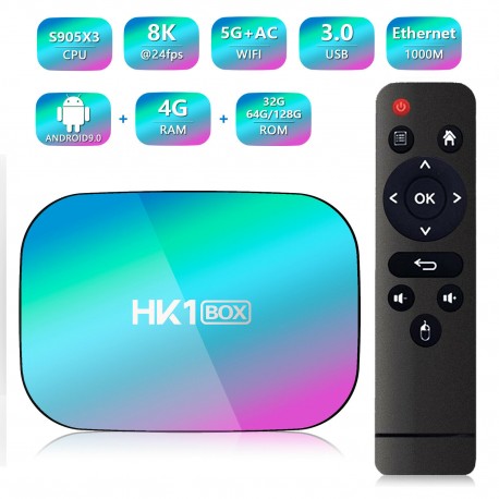 BOX TV HK1 Android 9.0 8K 4GB RAM 64GB Emmc